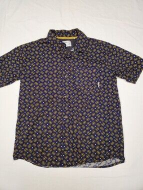 Sovereign Code Boys Button Down Shirt Purple Gold Geo Print Size 14/16